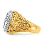 IBGoodman 14k Two-tone Men's Polished Filigree 2 Carat AA Quality Diamond Cluster Ring - Image 5