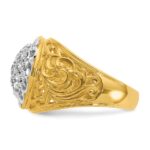 IBGoodman 14k Two-tone Men's Polished Filigree 1 Carat AA Quality Diamond Round Cluster Ring Mounting - Image 5