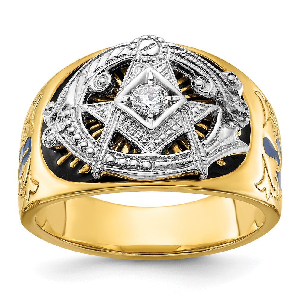 B01945-0YWA.jpg IBGoodman 10k Two-tone Men's Polished and Textured Blue Lodge Master Masonic Ring Mounting - Image 1