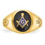 IBGoodman 14k Men's Polished and Grooved with Oval Onyx Blue Lodge Master Masonic Ring - Image 4