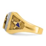 IBGoodman 10k Two-tone Men's Polished and Textured with Blue Enamel Blue Lodge Master Masonic Ring - Image 5