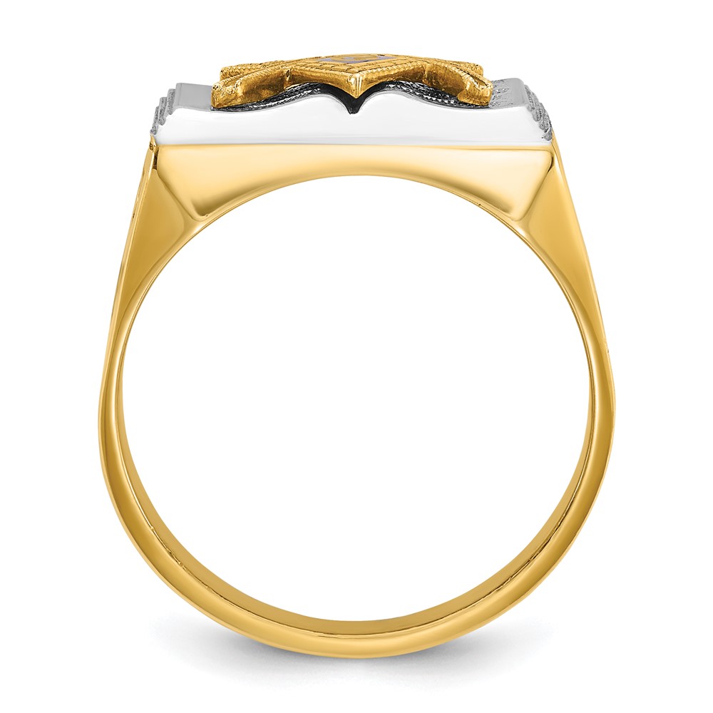 B02077-4YW-2.jpg IBGoodman 14k Two-tone Men's Polished and Textured with Blue Enamel Blue Lodge Master Masonic Ring - Image 1