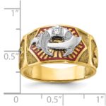IBGoodman 10k Two-tone Men's Polished and Textured with Multi-color Enamel Masonic Shriner's Ring - Image 8