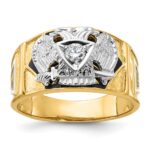 IBGoodman 14k Two-tone Men's Polished and Textured 32nd Degree Scottish Rite Masonic Ring Mounting