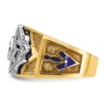 IBGoodman 14k Two-tone Men's Polished and Textured with Blue and Black Enamel Diamond Blue Lodge Master Masonic Ring - Image 5