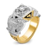 IBGoodman 10k Two-tone Men's Polished and Textured with Multi-color Enamel and Diamond Double Eagle Masonic Shriner's Ring - Image 6