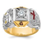 IBGoodman 10k Two-tone Men's Polished and Textured Knights Templar Masonic Shriner's Ring Mounting