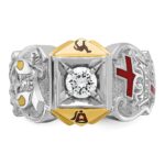 IBGoodman 10k Two-tone Men's Polished and Textured with Multi-color Enamel and Diamond Knights Templar Masonic Shriner's Ring - Image 4
