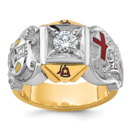 IBGoodman 14k Two-tone Men's Polished and Textured Knights Templar Masonic Shriner's Ring Mounting