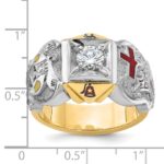 IBGoodman 14k Two-tone Men's Polished and Textured with Multi-color Enamel and Diamond Knights Templar Masonic Shriner's Ring - Image 8