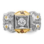 IBGoodman 14k Two-tone Men's Polished and Textured with Multi-color Enamel and Diamond Masonic Shriner's Ring - Image 4