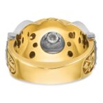 IBGoodman 14k Two-tone Men's Polished and Textured with Black Enamel and Diamond Double Eagle Masonic Shriner's Ring - Image 5