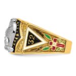 IBGoodman 14k Two-tone Men's Polished and Textured with Multi-color Enamel and Diamond 32nd Degree Scottish Rite Masonic Ring - Image 5