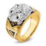 IBGoodman 14k Two-tone Men's Polished and Textured with Multi-color Enamel and Diamond 32nd Degree Scottish Rite Masonic Ring - Image 8