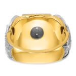 IBGoodman 14k Two-tone Men's Polished and Textured with Black Enamel and Diamond Double Eagle Masonic Shriner's Ring - Image 7