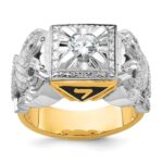 IBGoodman 14k Two-tone Men's Polished and Textured 32nd Degree Scottish Rite Masonic Ring Mounting