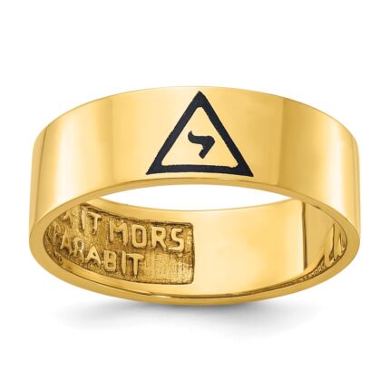 IBGoodman 14k Men's Polished with Black Enamel 14th Degree Grand Elect Masonic Ring