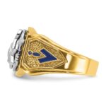 IBGoodman 14k Two-tone Men's Polished and Textured with Blue and Black Enamel Diamond Blue Lodge Master Masonic Ring - Image 3