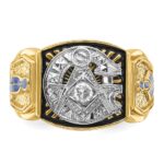 IBGoodman 14k Two-tone Men's Polished and Textured with Blue and Black Enamel Diamond Blue Lodge Master Masonic Ring - Image 4