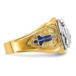 IBGoodman 14k Two-tone Men's Polished and Textured with Blue and Black Enamel Diamond Blue Lodge Master Masonic Ring - Image 7