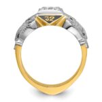 IBGoodman 10k Two-tone Men's Polished and Textured with Black Enamel and Diamond 32nd Degree Scottish Rite Masonic Ring - Image 2