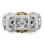 IBGoodman 14k Two-tone Men's Polished and Textured 32nd Degree Scottish Rite Masonic Ring Mounting - Image 4