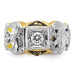IBGoodman 14k Two-tone Men's Polished and Textured Double Eagle Masonic Shriner's Ring Mounting - Image 6