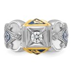 IBGoodman 14k Two-tone Men's Polished and Textured Blue Lodge Master Masonic Ring Mounting - Image 4