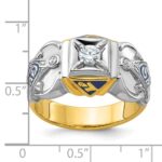 IBGoodman 14k Two-tone Men's Polished and Textured Blue Lodge Master Masonic Ring Mounting - Image 7