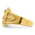 IBGoodman 14k Two-tone Men's Polished and Textured Sun Ray Blue Lodge Master Masonic Ring - Image 3