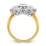 IBGoodman 14k Two-tone Women's Polished and Beaded with Multi-color CZ and Diamond Eastern Star Masonic Ring - Image 2