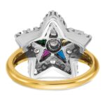 IBGoodman 10k Two-tone Women's Polished and Beaded with Multi-color CZ and Diamond Eastern Star Masonic Ring - Image 5