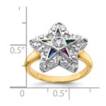 IBGoodman 10k Two-tone Women's Polished and Beaded with Multi-color CZ and Diamond Eastern Star Masonic Ring - Image 7