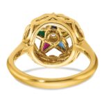 IBGoodman 14k Women's Polished and Textured with Multi-color CZ and Diamond Eastern Star Masonic Ring - Image 5