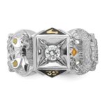 IBGoodman 14k Two-tone Men's Polished and Textured with Black Enamel and Diamond Double Eagle Masonic Shriner's Ring - Image 6