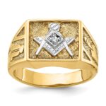 IBGoodman 10k Men's Polished and Textured Blue Lodge Master Masonic Ring Mounting