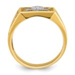 IBGoodman 10k with White Rhodium Men's Polished and Textured Diamond Blue Lodge Master Masonic Ring - Image 2