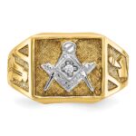 IBGoodman 10k Men's Polished and Textured Blue Lodge Master Masonic Ring Mounting - Image 4