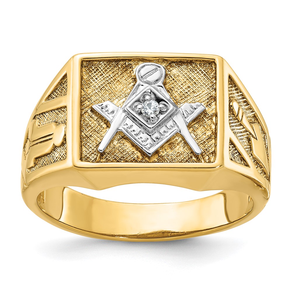 B02588-0YA.jpg IBGoodman 10k Men's Polished and Textured Blue Lodge Master Masonic Ring Mounting - Image 1