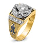 IBGoodman 14k Two-tone Men's Polished and Textured with Blue and Black Enamel Diamond Blue Lodge Master Masonic Ring - Image 6