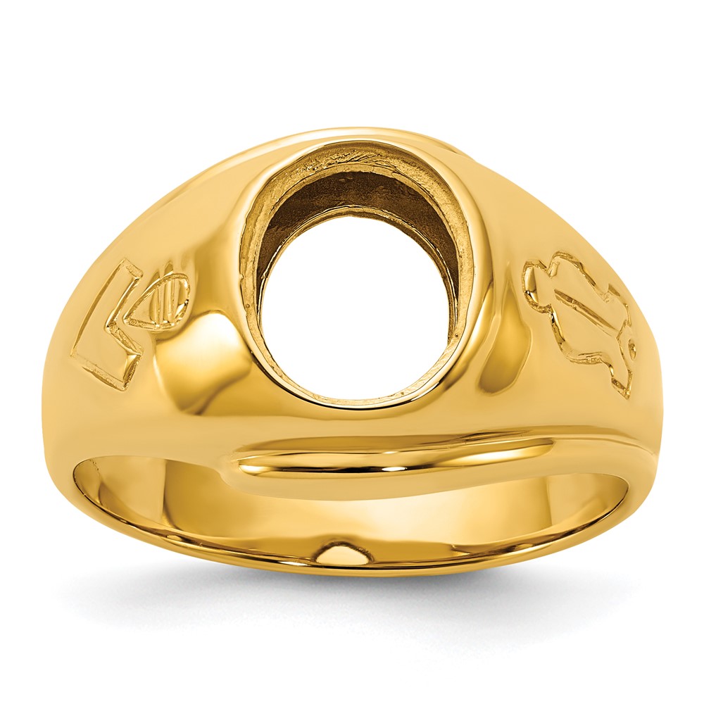 B02732-4Y.jpg IBGoodman 14k Men's Polished and Grooved Blue Lodge Master Masonic Ring Mounting - Image 1
