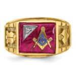 IBGoodman 14k Two-tone Men's Polished and Textured Blue Lodge Master Masonic Ring Mounting - Image 3