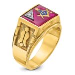 IBGoodman 14k Two-tone Men's Polished and Textured Blue Lodge Master Masonic Ring Mounting - Image 5