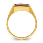 IBGoodman 10k Two-tone Men's Polished and Textured with Lab Created Ruby and Diamond Blue Lodge Master Masonic Ring - Image 2