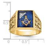 IBGoodman 10k Two-tone Men's Polished and Textured with Lab Created Sapphire and Diamond Blue Lodge Master Masonic Ring - Image 8