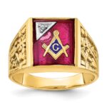 IBGoodman 14k Two-tone Men's Polished and Textured Blue Lodge Master Masonic Ring Mounting