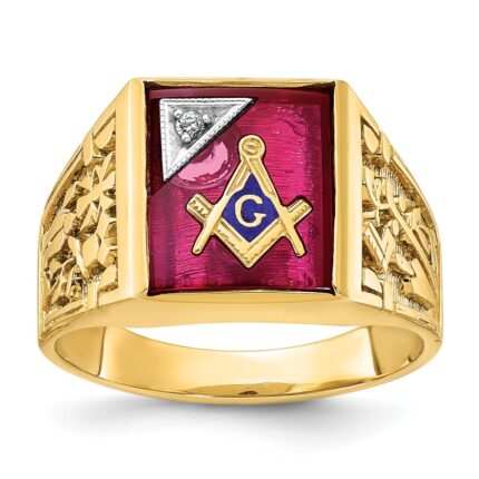 IBGoodman 14k Two-tone Men's Polished and Textured Blue Lodge Master Masonic Ring Mounting