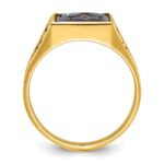 IBGoodman 14k Two-tone Men's Polished and Textured with Lab Created Sapphire and Diamond Blue Lodge Master Masonic Ring - Image 2