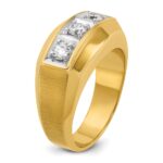14k Two-tone IBGoodman Men's Polished & Satin 3-Stone Ring Mounting - Image 8
