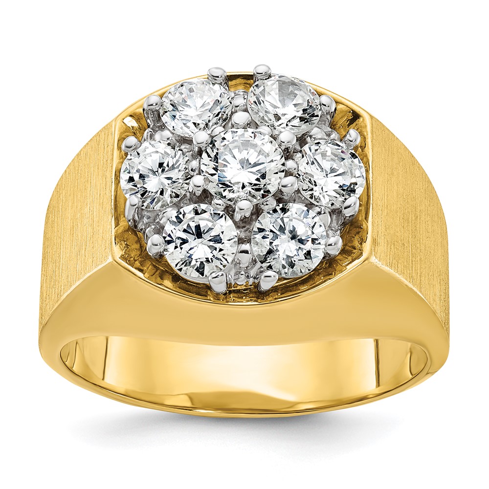 B04358-4YWAA-1.jpg IBGoodman 14k Two-Tone 1 1/2 carat Lab Grown Diamond VS/SI+ G+ Complete Men's Cluster Ring - Image 1